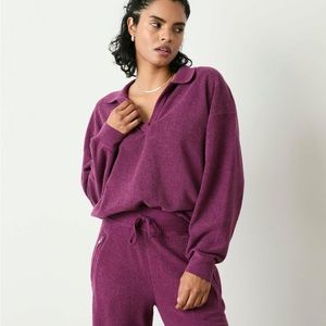 Sincerely Jules For Bandier Flint Polo Sweatshirt Plum Wine. NWT!! Size small